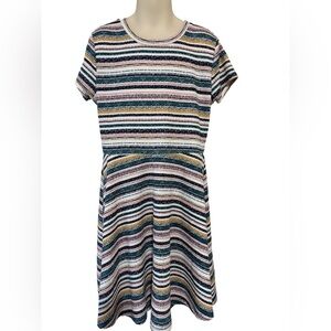 Knitworks- Ribbed Stripe Dress; M (10-12)